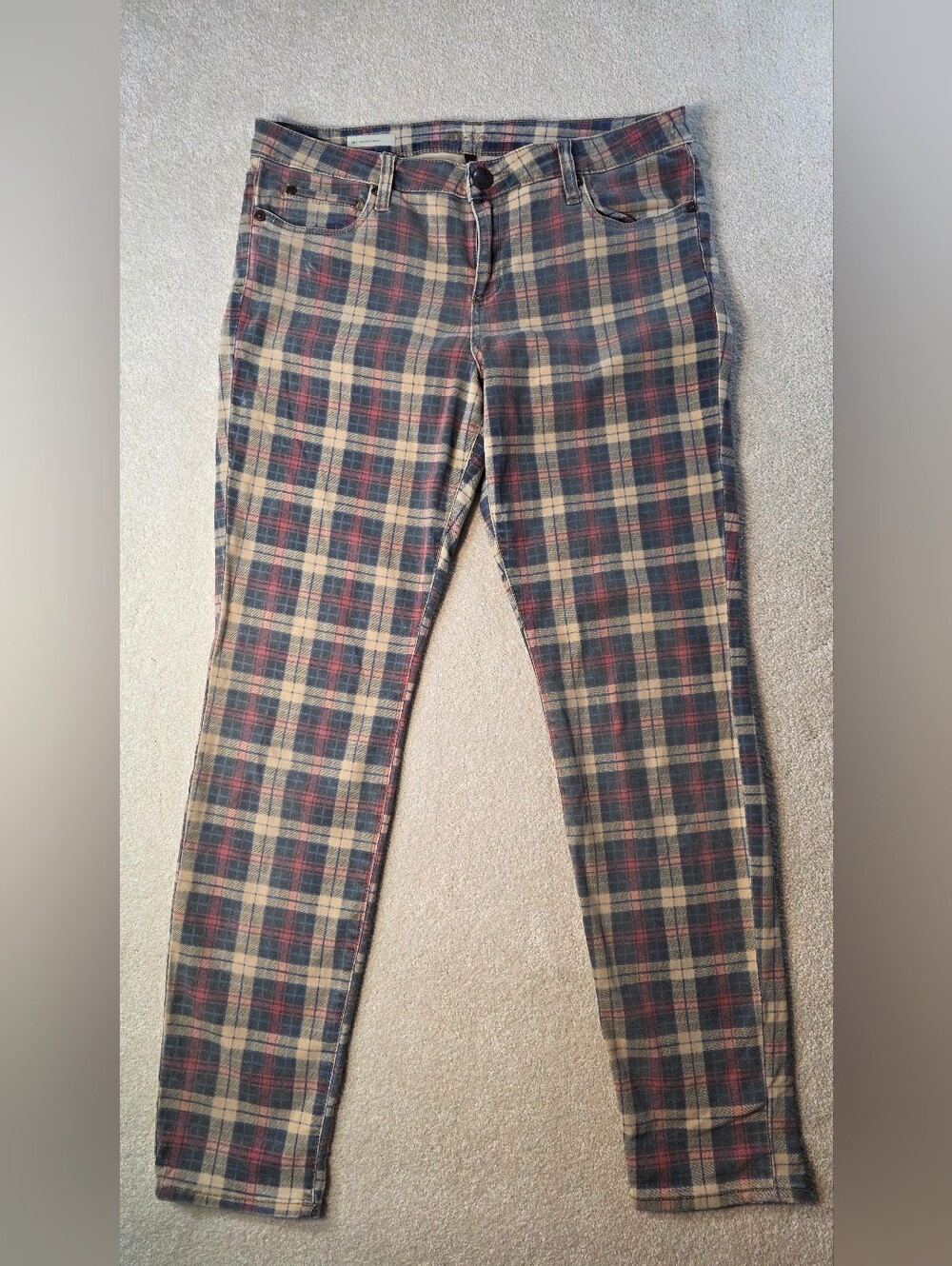 Kut From The Kloth Jeans MIA Toothpick Skinny Faded Plaid High Rise Womens 12